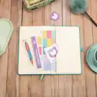 13x21 cm Turkuaz Deri Sert Kapak Noktalı Tarihsiz Dikişli Not Okul Defteri