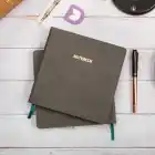 16,5x16,5 cm Füme Yumuşak Deri Kapak Noktalı Tarihsiz Dikişli Not Okul Defteri