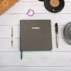 16,5x16,5 cm Füme Yumuşak Deri Kapak Noktalı Tarihsiz Dikişli Not Okul Defteri