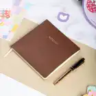 16,5x16,5 cm Kahverengi Yumuşak Deri Kapak Noktalı Tarihsiz Dikişli Not Okul Defteri