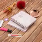 16,5x20 cm Pembe Sert Kapak Noktalı Tarihsiz Spiralli Not Okul Defteri