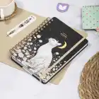 2025-2026 A5 Akademik Ajanda Spiralli Kuşe Kapak 16 Aylık - Yıldızlı Kedi