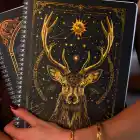 A4 Spiralli Karton Kapak 2’li Set Kareli Ders Programlı Not Okul Defteri - Mistik Serisi Baykuş ve Geyik