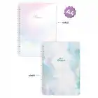 A4 Spiralli Karton Kapak 2’li Set Kareli Ders Programlı Not Okul Defteri - Pastel Serisi