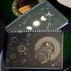 A5 Spiralli Karton Kapak 2li Set Kareli Ders Programlı Not Okul Defteri - Galaksi Serisi Vol. 1