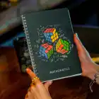 A5 Spiralli Karton Kapak 4lü Set Kareli Ders Programlı Not Okul Defteri - Akademi Serisi