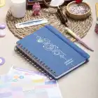 A5 Süresiz Haftalık Planlayıcı Spiralli Kumaş Kapak - Mavi