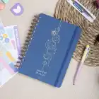 A5 Süresiz Haftalık Planlayıcı Spiralli Kumaş Kapak - Mavi