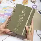 A5 Süresiz Haftalık Planlayıcı Spiralli Kumaş Kapak - Haki