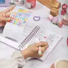 A5 Süresiz Haftalık Planlayıcı Spiralli Kuşe Kapak - Pembe Çizgili