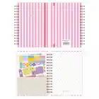 A5 Süresiz Haftalık Planlayıcı Spiralli Kuşe Kapak - Pembe Çizgili