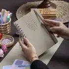 A5 Süresiz Haftalık Planlayıcı Spiralli Vegan Deri Kapak - Krem