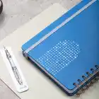 A5 Süresiz Haftalık Planlayıcı Spiralli Vegan Deri Kapak - Mavi