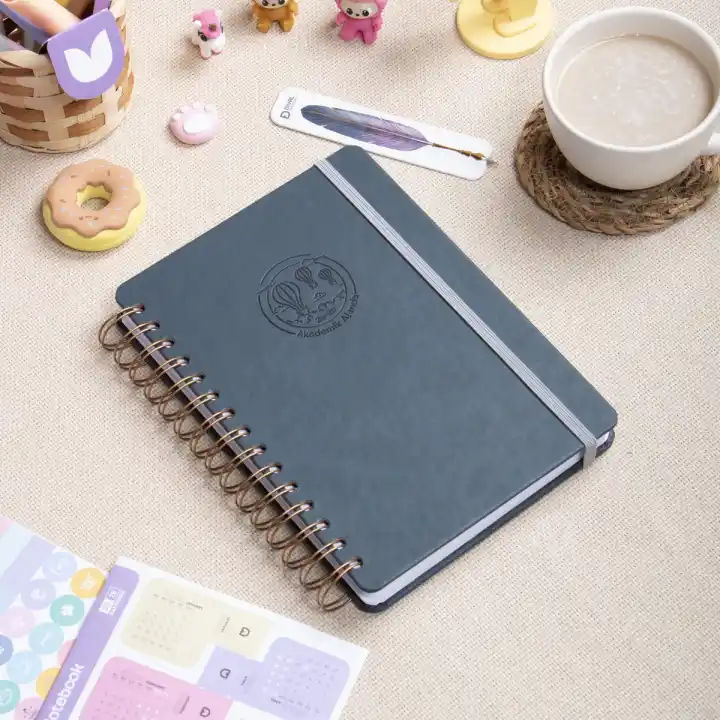 12li Öğretmenler Günü Akademik Ajanda Hediye Seti - 15x21 cm - Kumaş ve Vegan Deri