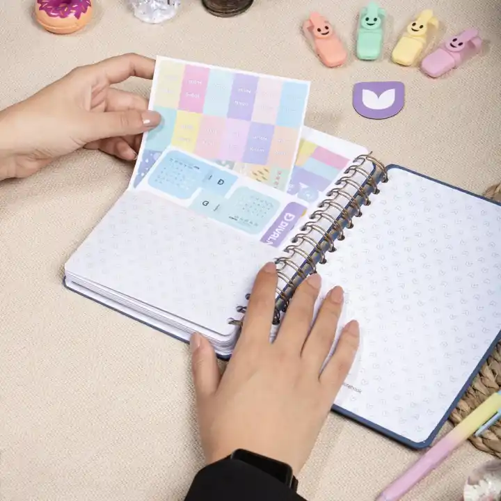 12li Tarihsiz Planlayıcı Ajanda Yılbaşı Hediye Seti - 15x21 cm - Kumaş Kapak