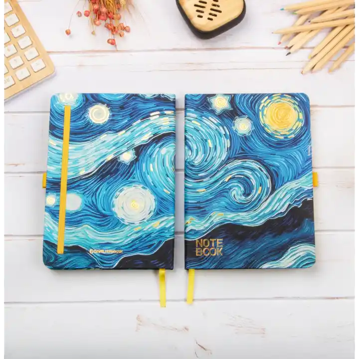 13,5x20 cm Van Gogh Sert Kapak Noktalı Tarihsiz Dikişli Not Okul Defteri