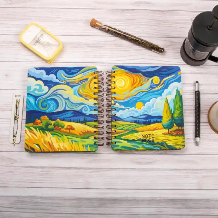 16,5x20 cm Van Gogh Sert Kapak Noktalı Tarihsiz Spiralli Not Okul Defteri