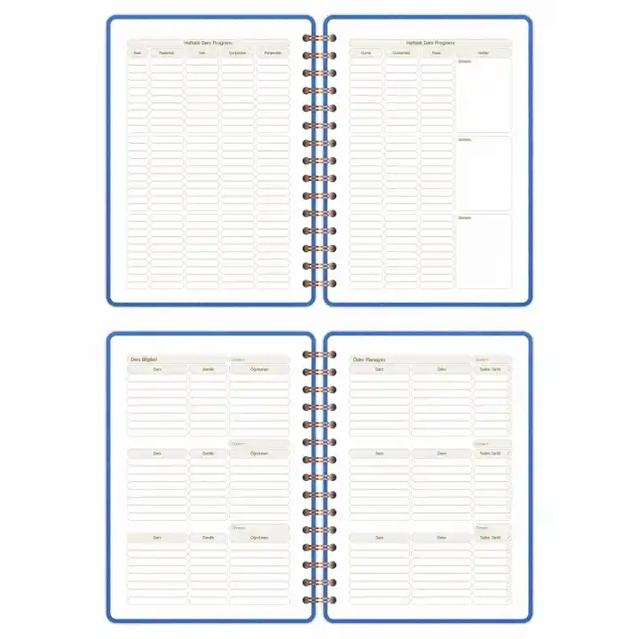 2025-2026 A5 Akademik Ajanda Spiralli Kumaş Kapak 16 Aylık - Mavi