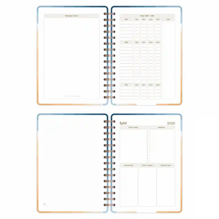 2025-2026 A5 Akademik Ajanda Spiralli Kuşe Kapak 16 Aylık - Okyanus Esintisi