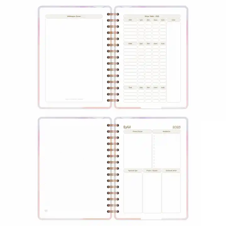 2025-2026 A5 Akademik Ajanda Spiralli Kuşe Kapak 16 Aylık - Renklerin Dansı