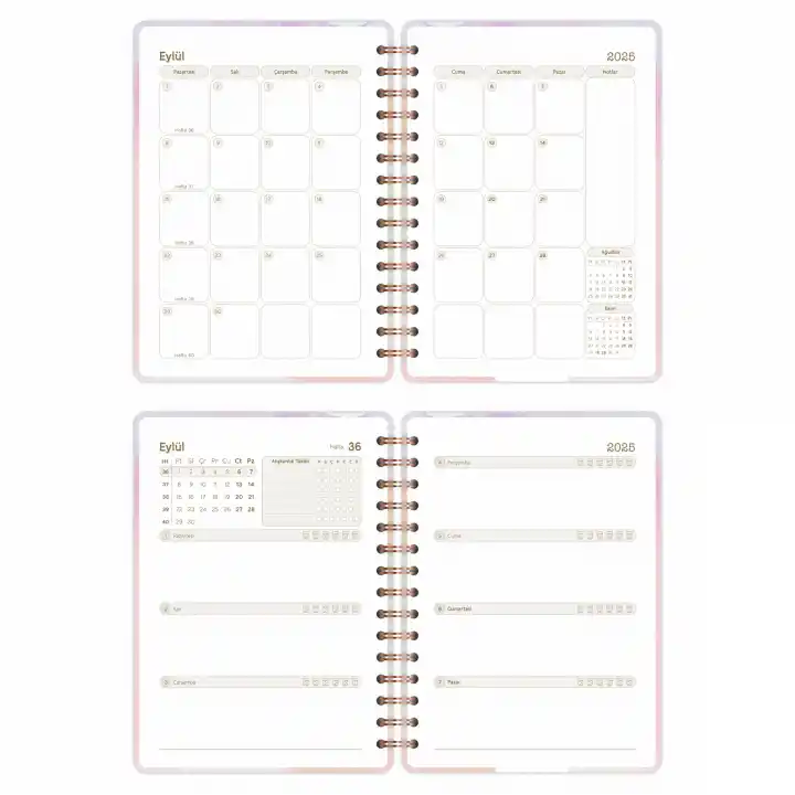 2025-2026 A5 Akademik Ajanda Spiralli Kuşe Kapak 16 Aylık - Renklerin Dansı