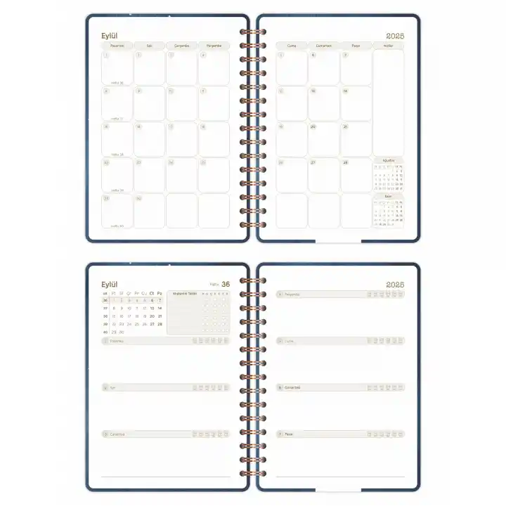 2025-2026 A5 Akademik Ajanda Spiralli Kuşe Kapak 16 Aylık - Yıldızlı Gökyüzü