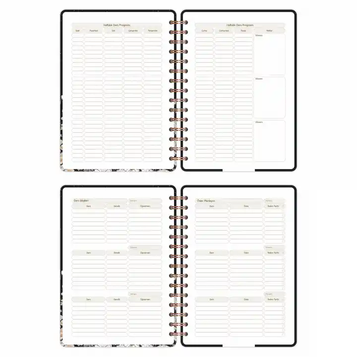 2025-2026 A5 Akademik Ajanda Spiralli Kuşe Kapak 16 Aylık - Yıldızlı Kedi