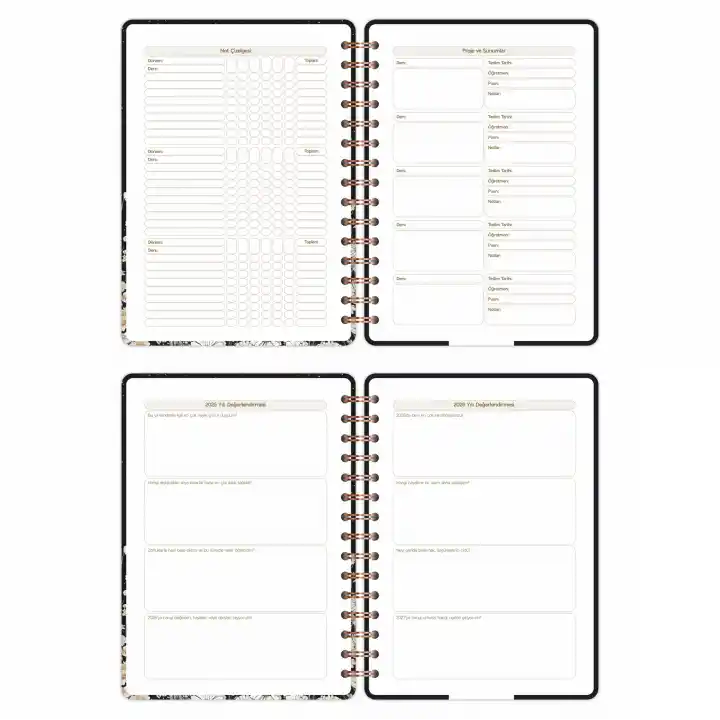 2025-2026 A5 Akademik Ajanda Spiralli Kuşe Kapak 16 Aylık - Yıldızlı Kedi