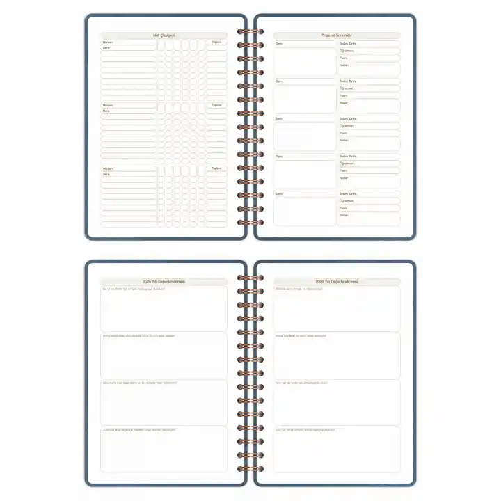 2025-2026 A5 Akademik Ajanda Spiralli Vegan Deri Kapak 16 Aylık - Antrasit