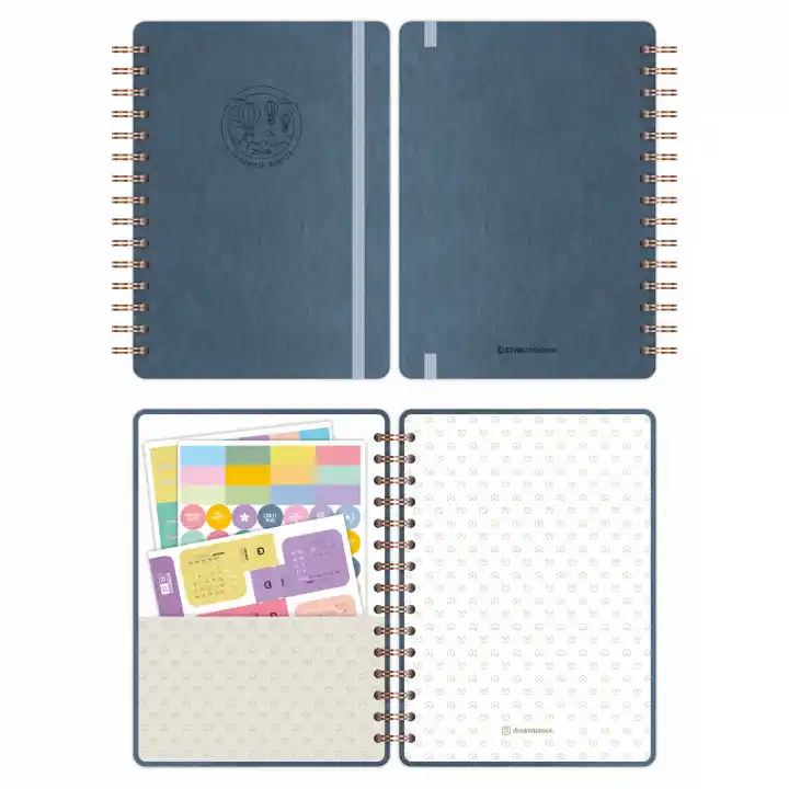 2025-2026 A5 Akademik Ajanda Spiralli Vegan Deri Kapak 16 Aylık - Antrasit