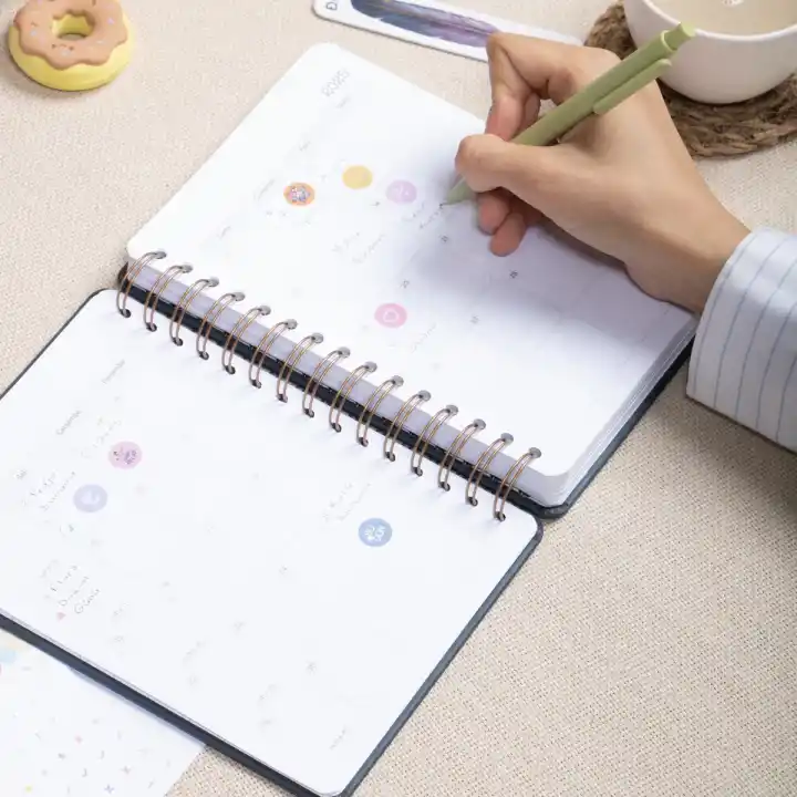 2025-2026 A5 Akademik Ajanda Spiralli Vegan Deri Kapak 16 Aylık - Antrasit