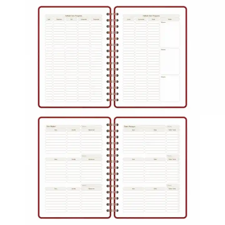 2025-2026 A5 Akademik Ajanda Spiralli Vegan Deri Kapak 16 Aylık - Bordo