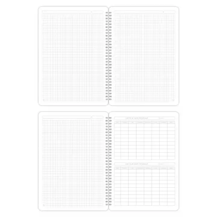 A4 Spiralli Karton Kapak 2’li Set Kareli Ders Programlı Not Okul Defteri - Mistik Serisi Baykuş ve Geyik