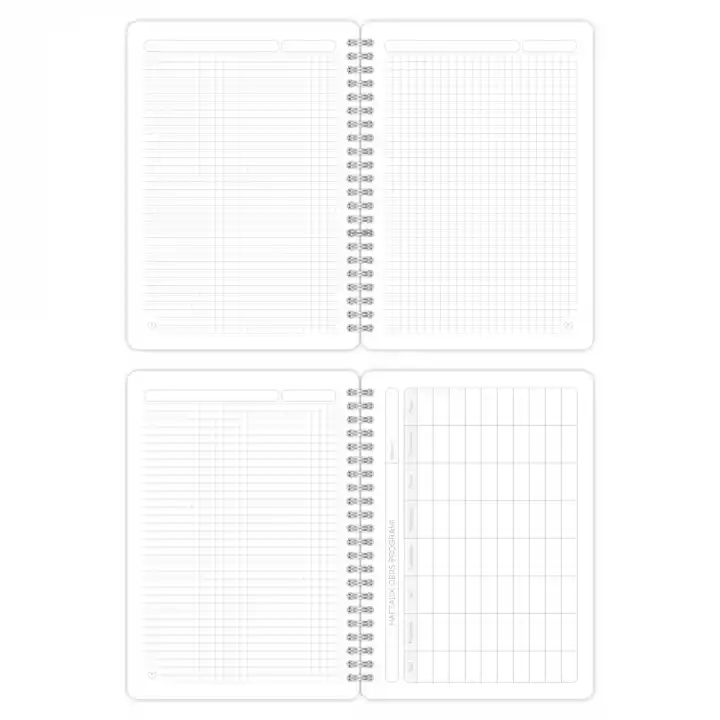 A5 Spiralli Karton Kapak 2li Set Kareli Ders Programlı Not Okul Defteri - Galaksi Serisi Vol. 2