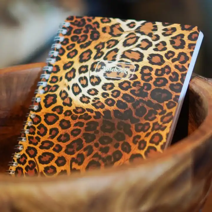 A5 Spiralli Karton Kapak 2li Set Kareli Ders Programlı Not Okul Defteri - Leopar, Zebra