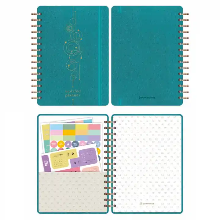 A5 Süresiz Haftalık Planlayıcı Spiralli Kumaş Kapak - Turkuaz