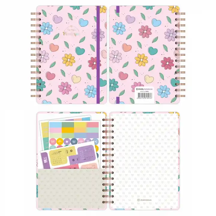 A5 Süresiz Haftalık Planlayıcı Spiralli Kuşe Kapak - Çiçek Bahçesi