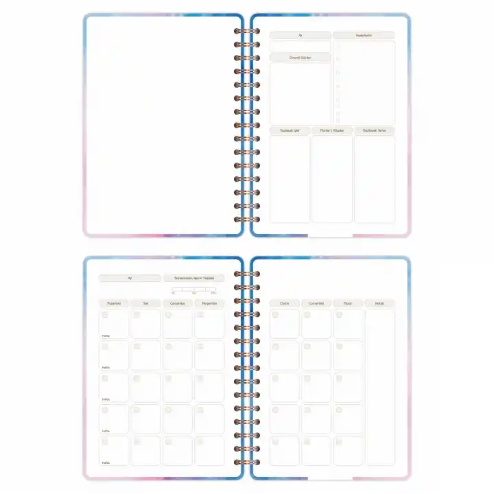 A5 Süresiz Haftalık Planlayıcı Spiralli Kuşe Kapak - Renklerin Dansı