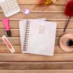 16,5x20 cm Pembe Sert Kapak Noktalı Tarihsiz Spiralli Not Okul Defteri