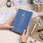 A5 Süresiz Haftalık Planlayıcı Spiralli Kumaş Kapak - Mavi