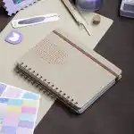 A5 Süresiz Haftalık Planlayıcı Spiralli Vegan Deri Kapak - Krem