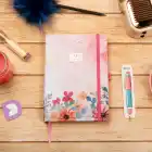 13,5x20 cm Çiçekli Sert Kapak Noktalı Tarihsiz Dikişli Not Okul Defteri