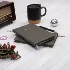 13x21 cm Füme Deri Sert Kapak Noktalı Tarihsiz Dikişli Not Okul Defteri