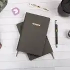 13x21 cm Füme Deri Sert Kapak Noktalı Tarihsiz Dikişli Not Okul Defteri