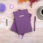 13x21 cm Mor Deri Sert Kapak Noktalı Tarihsiz Dikişli Not Okul Defteri