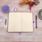 13x21 cm Mor Deri Sert Kapak Noktalı Tarihsiz Dikişli Not Okul Defteri