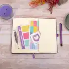 13x21 cm Mor Deri Sert Kapak Noktalı Tarihsiz Dikişli Not Okul Defteri