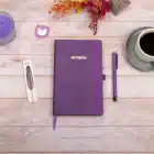 13x21 cm Mor Deri Sert Kapak Noktalı Tarihsiz Dikişli Not Okul Defteri