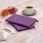 13x21 cm Mor Deri Sert Kapak Noktalı Tarihsiz Dikişli Not Okul Defteri