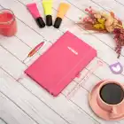 13x21 cm Pembe Deri Sert Kapak Noktalı Tarihsiz Dikişli Not Okul Defteri